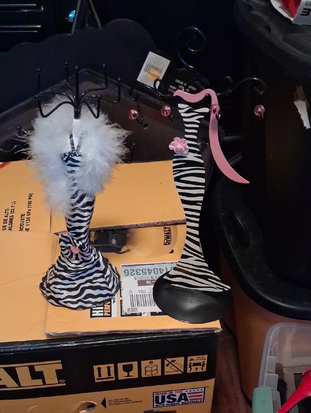 Zebra Print Jewelry Stand Set with Pink Accents